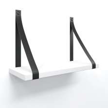 Prateleira em MDF Branco 30x15cm com Alça Preto