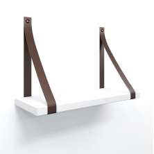 Prateleira em MDF Branco 40x15cm com Alça Café