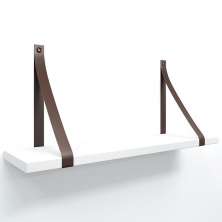 Prateleira em MDF Branco 50x15cm com Alça Café