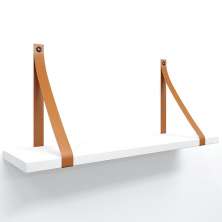 Prateleira em MDF Branco 50x15cm com Alça Caramelo