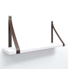 Prateleira em MDF Branco 60x15cm com Alça Café