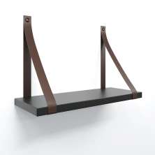 Prateleira em MDF Preto 30x15cm com Alça Café