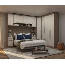 Guarda Roupa Dormitório Modulado Master Casal 1,38 m Canto - Avelã Rústico e Areia - Luciane M04