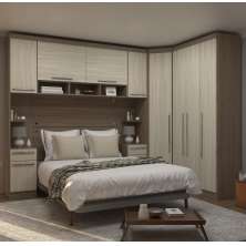 Guarda Roupa Dormitório Modulado Master Casal Queen 1,58 m Canto - Avelã e Ártico Rústico - Luciane M16