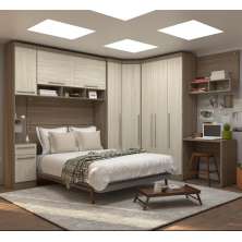 Guarda Roupa Dormitório Modulado Master Casal Queen 1,58 m Canto c/ Mesa Escrivaninha e Nicho - Luciane M15