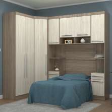 Guarda Roupa Dormitório Modulado Master Solteiro Canto - Avelã e Ártico Rústico - Roupeiro Luciane M05