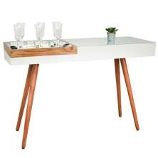 Aparador Decorativo Mila com Bandeja Sobreposta Pés Palito Off White 1,20 M