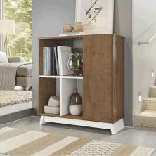 Aparador Buffet Sala Monet 1 Porta com Prateleiras Madero Canela/Off White
