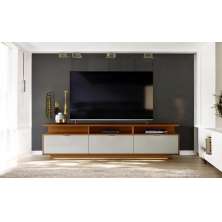 Bancada Marrocos Com 3 Portas Suporte Para Tvs Até 75" - Jequitiba/Off White Perolizado