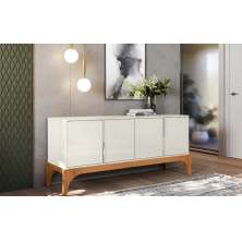 Buffet Amalf Suporte P/ Decoração 4 Portas Para Itens - Off White Perolizado/Jequitiba