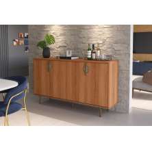 Buffet Marsala Suporte P/ Decoração 4 Portas C/ Prateleira Divisória - Jequitiba