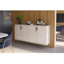 Buffet Marsala Suporte P/ Decoração 4 Portas C/ Prateleira Divisória - Off White