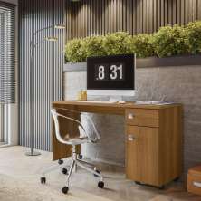 Escrivaninha Home Office Estudo Malta 1 Porta E Gaveteiro - Freijo