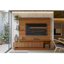 Home Istambul Painel P/ Tvs Até 65'' 2 Portas Nichos E Prateleiras - Jequitiba Ripado