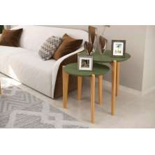 Kit Mesas Laterais Caribe 60Cm + 50Cm - Verde Floresta/Freijo