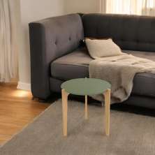 Mesa Lateral Florida 60Cm Suporte Decoração E Utilidades - Verde Floresta/Freijo