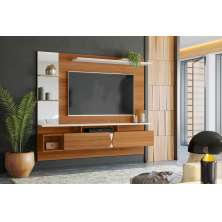 Painel Intense P/ Tvs Até 55''  C/ Gaveteiros E Prateleiras Suporte Para Itens - Jequitiba/Off White Perolizado