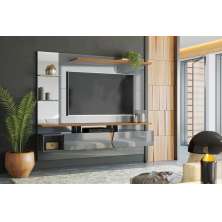 Painel Vega P/ Tvs Até 55''  C/ Gaveteiros E Prateleiras Suporte Para Itens - Cinza Perolizado/Tauari