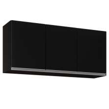 Armário Aéreo 120cm 3 Portas Virgínia Preto - Lumil Móveis
