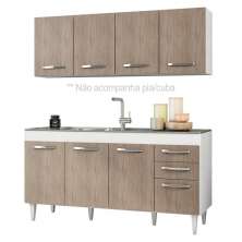 Armário Aéreo Panamá e Balcão Gabinete de Pia Áustria 160cm Branco/Castanho - Lumil Móveis