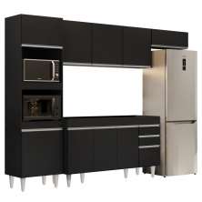 Armário de Cozinha Modulada 4 Peças CP10 Balcão Preto - Lumil