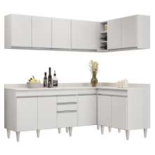 Armário de Cozinha Modulado de Canto 6 Peças CP29 Balcão com Tampo Branco - Lumil