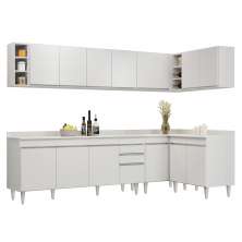 Armário de Cozinha Modulado de Canto 7 Peças CP35 Balcão com Tampo Branco - Lumil