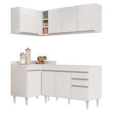 Armário de Cozinha Modulado de Canto Direito 4 Peças CP37 Balcão sem Tampo Branco - Lumil