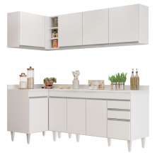 Armário de Cozinha Modulado de Canto Direito 4 Peças CP41 Balcão com Tampo Branco - Lumil