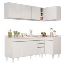 Armário de Cozinha Modulado de Canto Esquerdo 4 Peças CP50 Balcão com Tampo Branco - Lumil