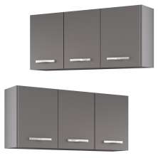 Armários de Cozinha Aéreo 3 Portas 120cm Kit 2 Honduras Cinza - Lumil