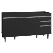 Balcão Gabinete para pia sem Tampo 150cm  Marrocos Preto - Lumil
