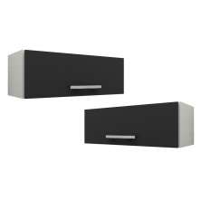 Kit 2 Armários Aéreos Geladeira Veneza 70cm 1 Porta Branco/Preto - Lumil Móveis