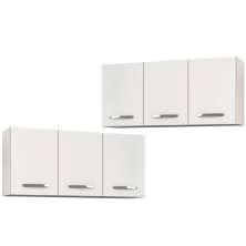 Kit 2 Armários Aéreos Honduras 3 Portas 120cm Branco - Lumil Móveis