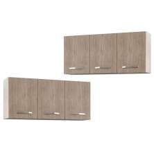 Kit 2 Armários Aéreos Honduras 3 Portas 120cm Branco/Castanho - Lumil Móveis