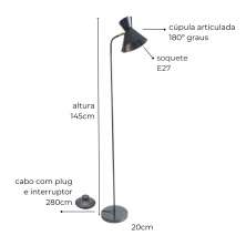 Luminária de Piso Chão Tarsila Preto