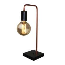 Abajur - Luminária de Mesa estilo retrô - Ideal para quarto mesa de cabeceira, escritório, home office - Preto com Cobre