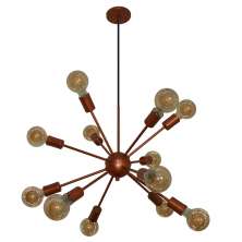 Lustre Luminária Pendente com 12 Hastes Modelo Sputinik - Ideal para Mesa Jantar, Sala, Quarto - Cor Cobre