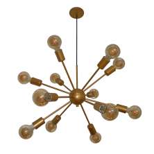 Lustre Luminária Pendente com 12 Hastes Modelo Sputinik - Ideal para Mesa Jantar, Sala, Quarto - Cor Dourado