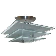 Lustre Luminária Plafon Quadrado com 03 Vidros na cor Branco (Fosco) Ideal para Sala, Quarto, Cozinha, Banheiro - 30cm