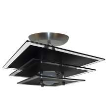 Lustre Luminária Plafon Quadrado com 03 Vidros na cor Preto Ideal para Sala, Quarto, Cozinha, Banheiro - 30cm