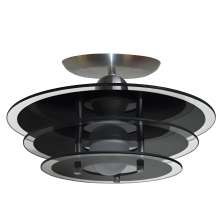 Lustre Luminária Plafon Redondo com 03 Vidros na cor Preto Ideal para Sala, Quarto, Cozinha, Banheiro - 30cm
