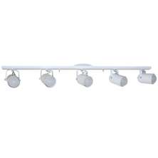 Trilho de 95cm com 05 Spots para 05 lâmpadas padrão E27 - Ideal para Sala, Quarto, Cozinha, Comércio - Bivolt 110v/220v - Branco