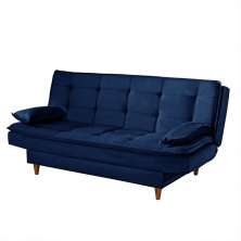 Sofá-Cama Casal 3 Lugares Dinorá Suede Azul