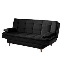 Sofá-Cama Casal 3 Lugares Dinorá Suede Preto
