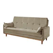 Sofá-Cama Casal 3 Lugares Tokio Suede Bege