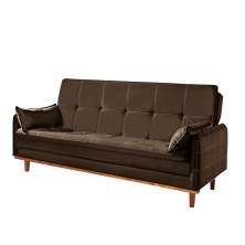 Sofá-Cama Casal 3 Lugares Tokio Suede Marrom