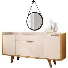 Aparador Buffet Havana Com Espelho Adnet 54cm Preto B01 Off White Cinamomo - Lyam Decor