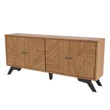 Aparador Buffet Sala De Estar Mosaico 04 Portas Messina 180cm D03 Freijó Preto Fosco - Lyam Decor