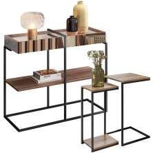 Aparador Decorativo Espelhado com Mesas Laterais Industrial D01 Design Demolição - Lyam Decor